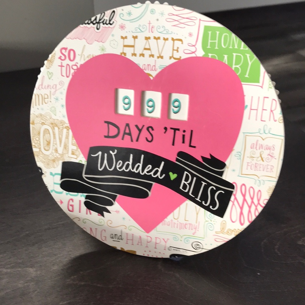 Wedding Countdown Sign with Pink Heart